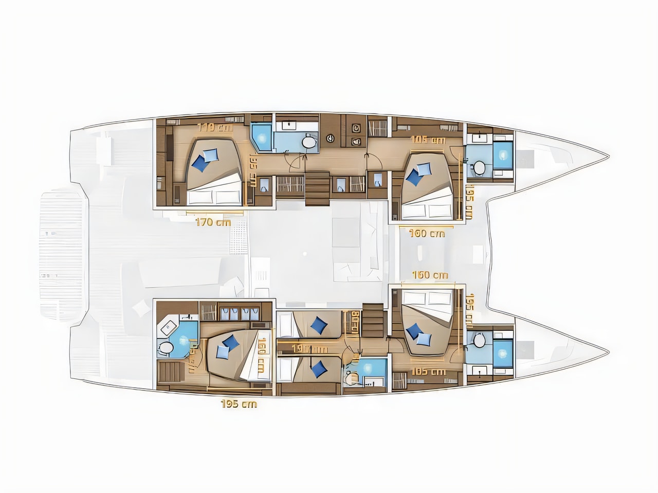 Interior of Lagoon 55 catamaran with 7 cabins Croatia yacht charter