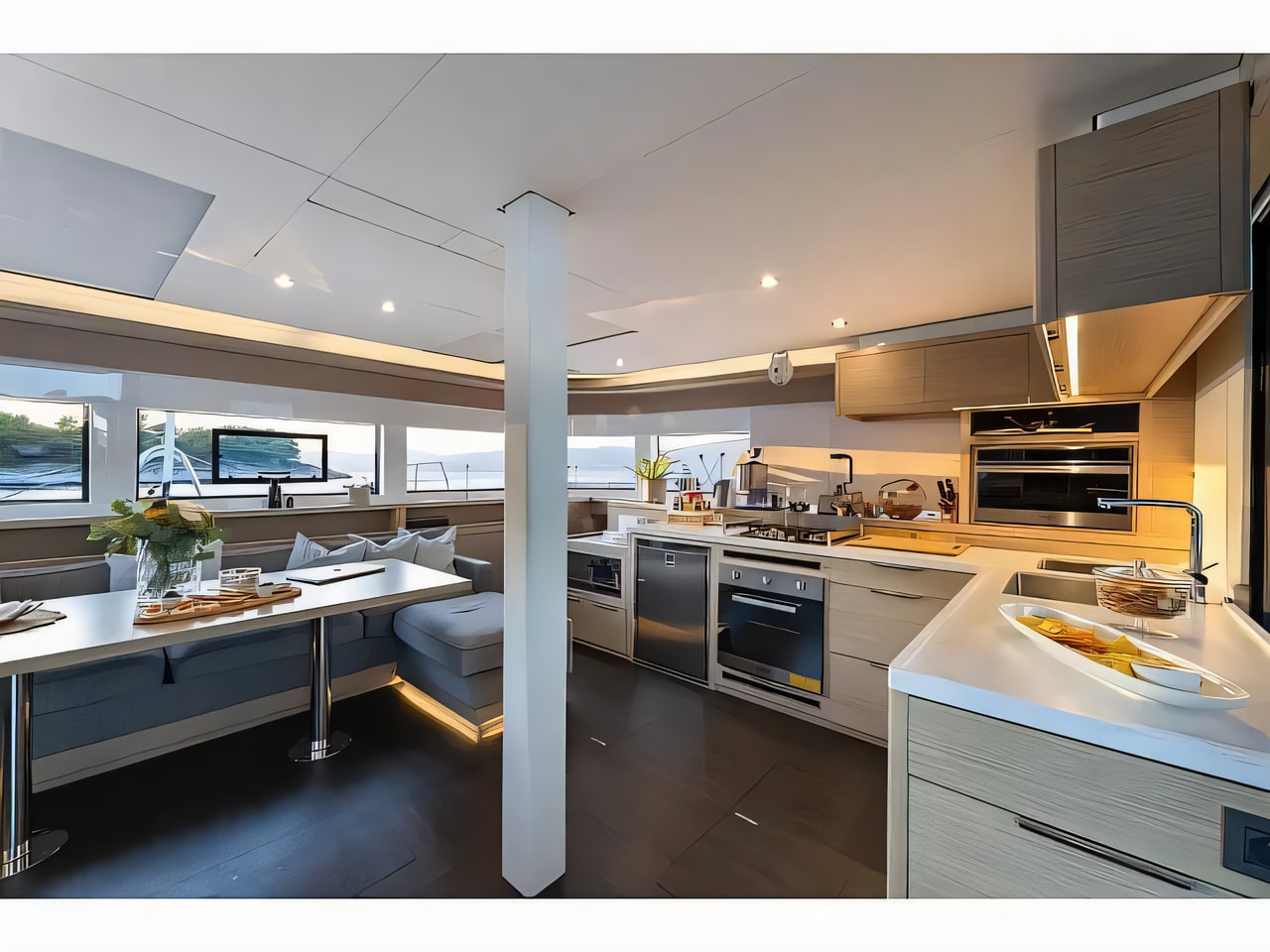 Layout of Lagoon 55 catamaran with 7 cabins Croatia yacht charter