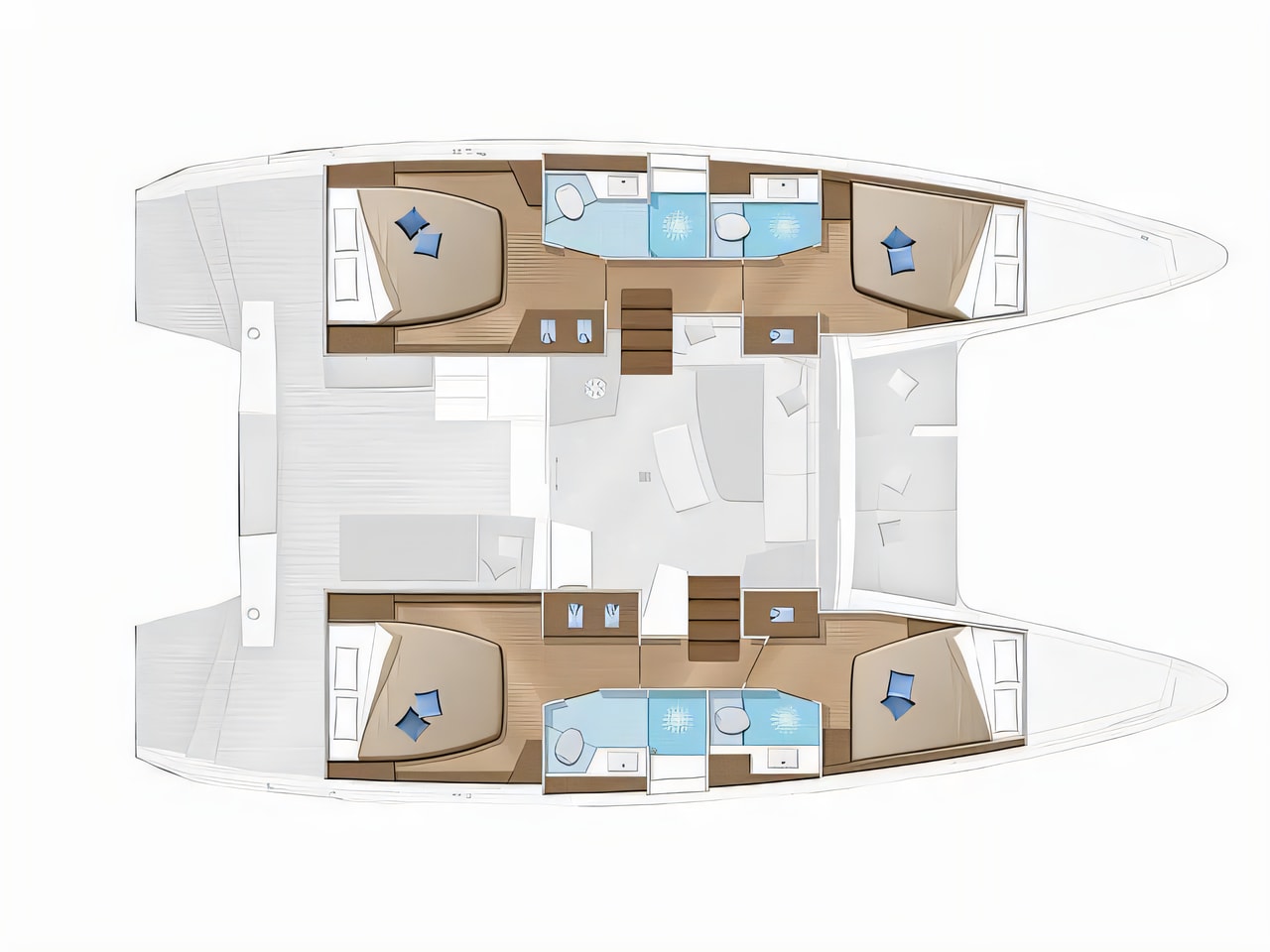 Interior of Lagoon 42 Millenium catamaran with 6 cabins Croatia yacht charter