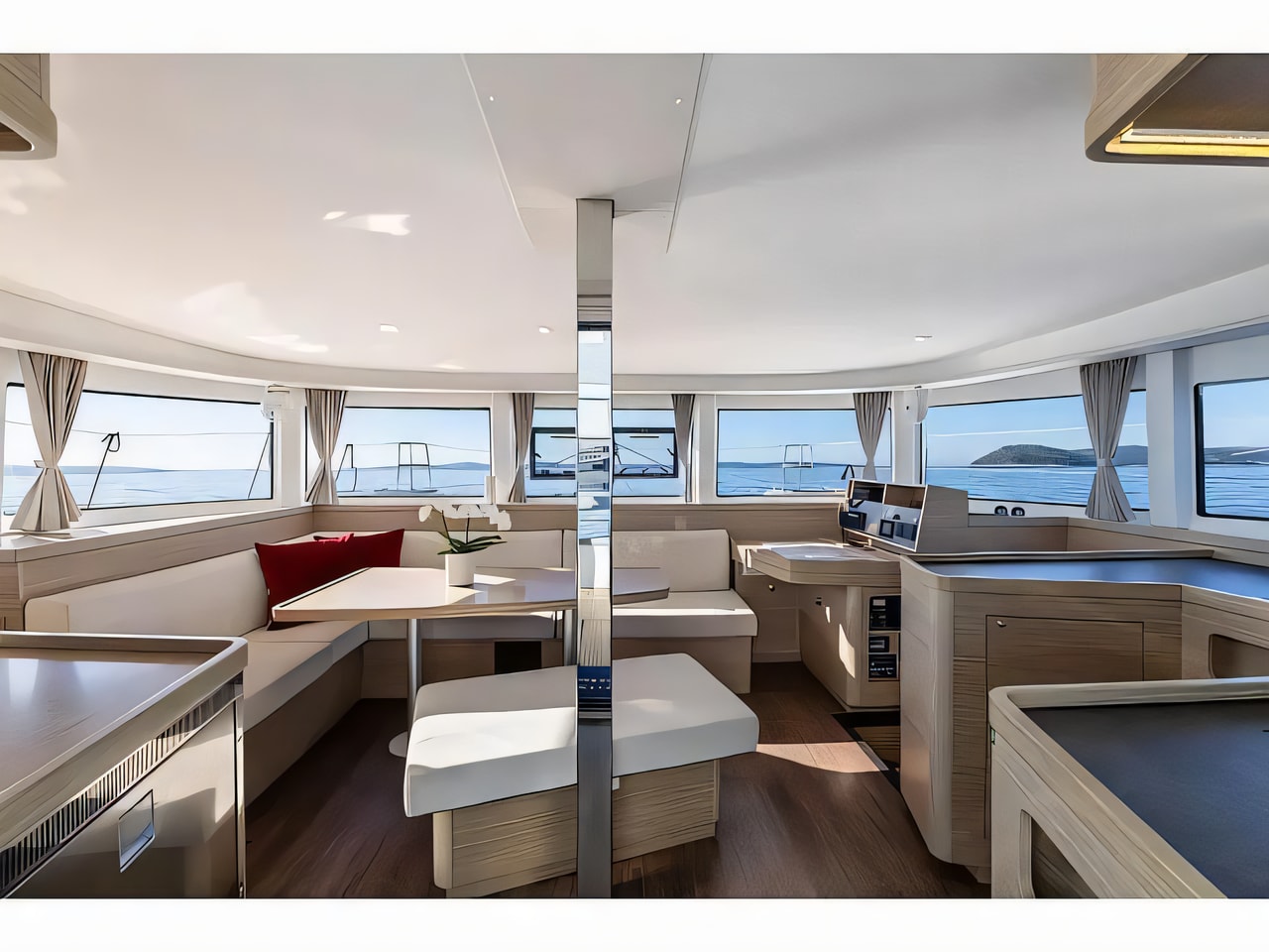 Layout of Lagoon 42 Millenium catamaran with 6 cabins Croatia yacht charter