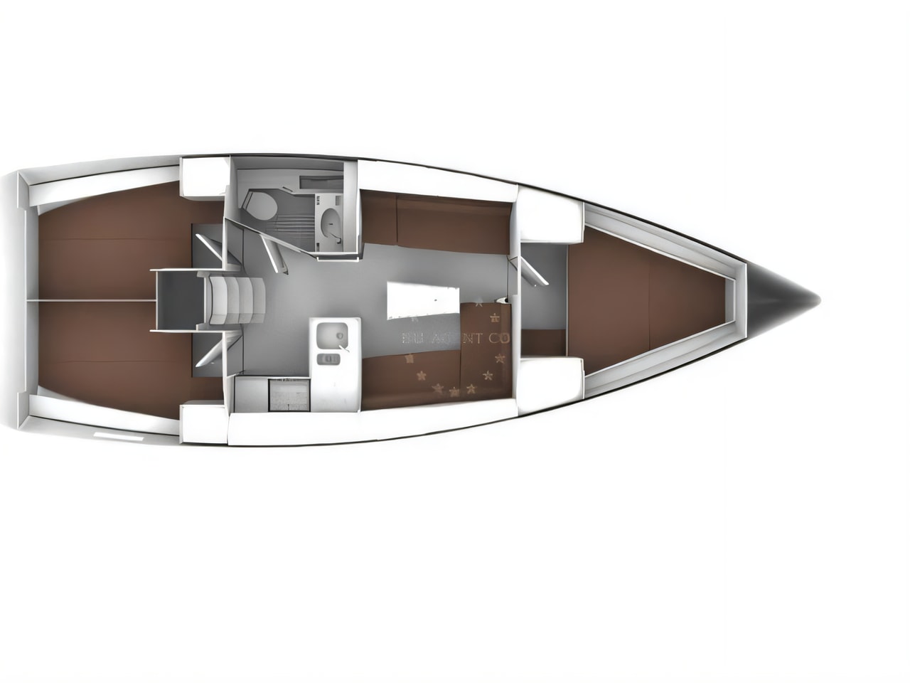 Interior of Bavaria 37 sail boat with 3 cabins Croatia yacht charter