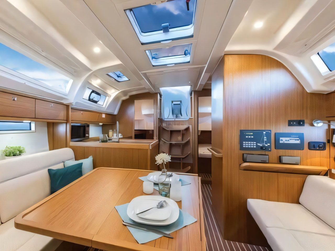 Layout of Bavaria 37 sail boat with 3 cabins Croatia yacht charter