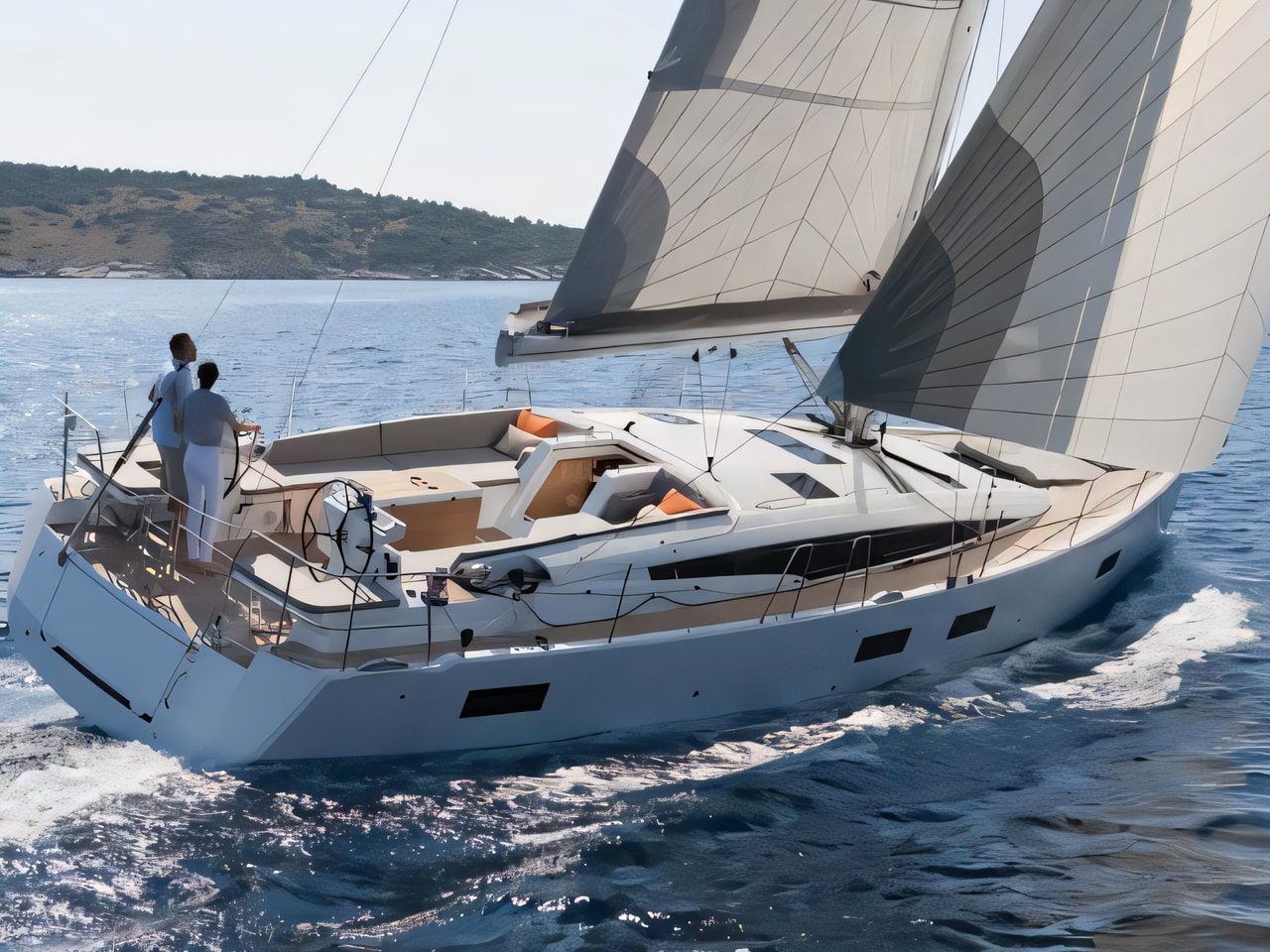 Exterior overview of Jeanneau 54 sail boat for charter from Primosten Marina Kremik in the Split sailing area Croatia