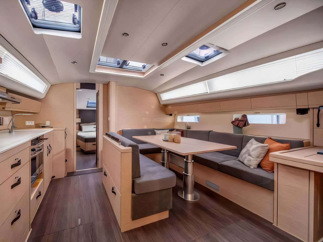Layout of Jeanneau 54 sail boat with 5 cabins Croatia yacht charter