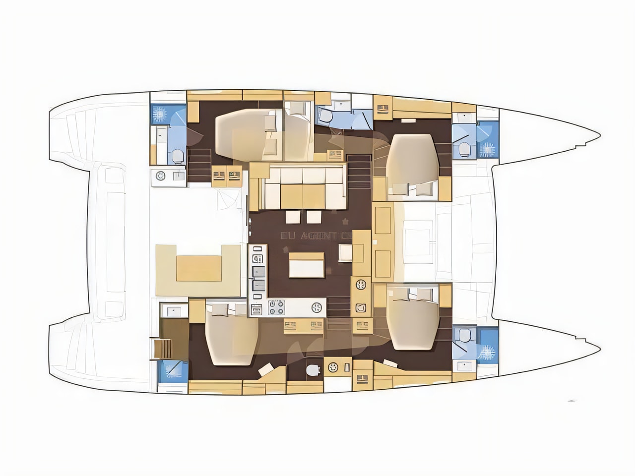 Interior of Lagoon 560 catamaran with 4 cabins Croatia yacht charter