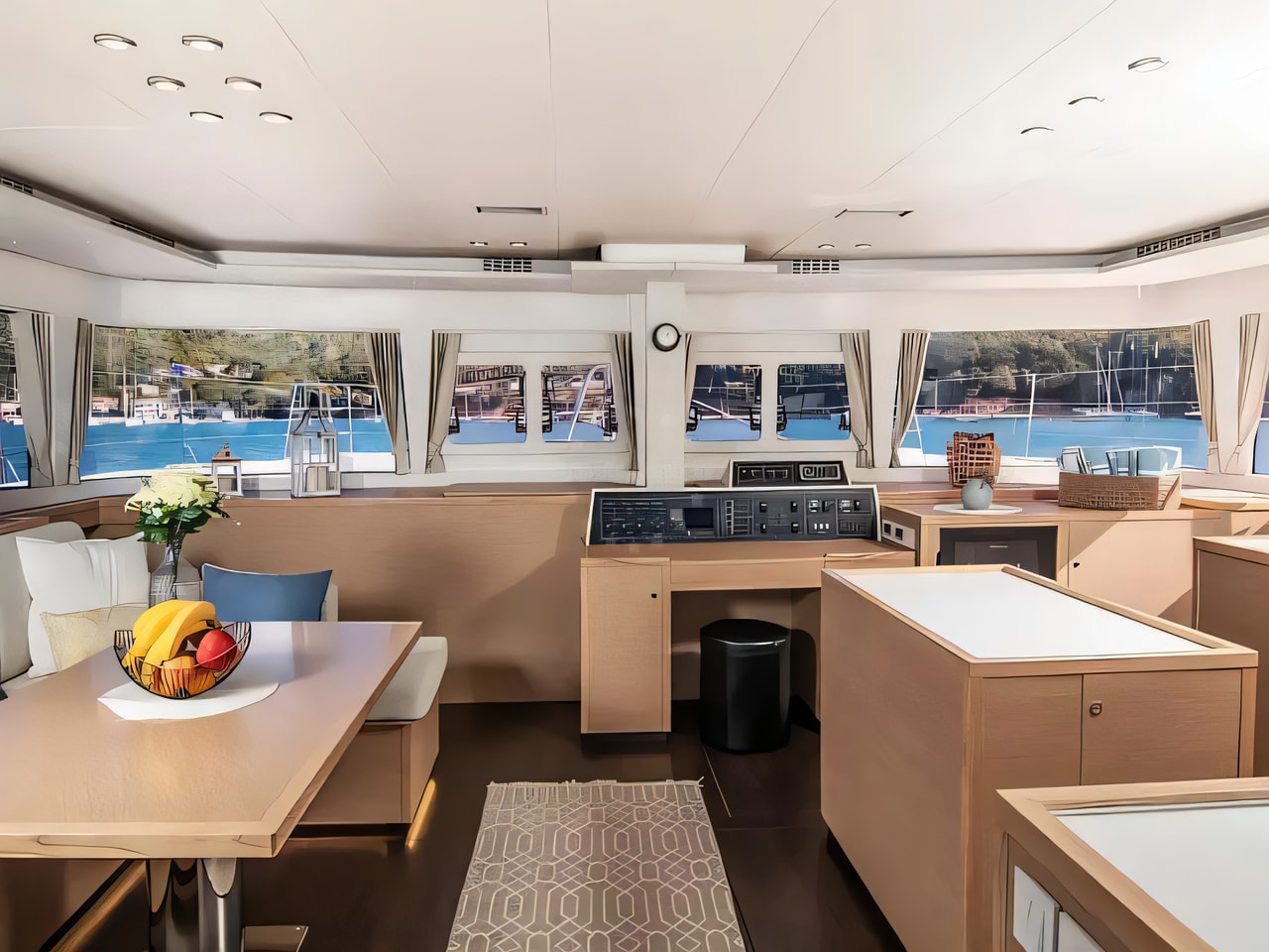 Layout of Lagoon 560 catamaran with 4 cabins Croatia yacht charter