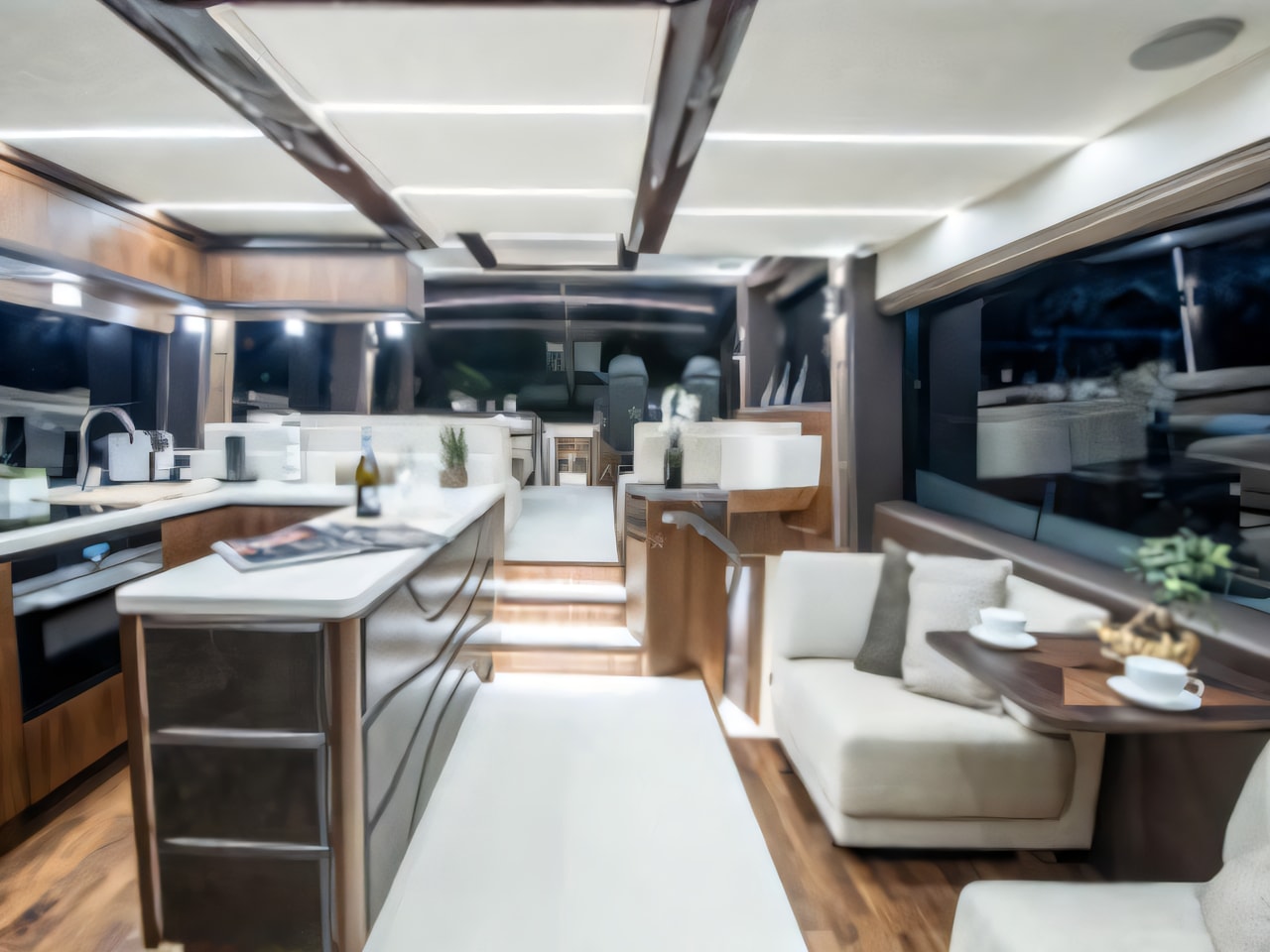 Layout of Galeon 680 Fly motoryacht with 4 cabins Croatia yacht charter