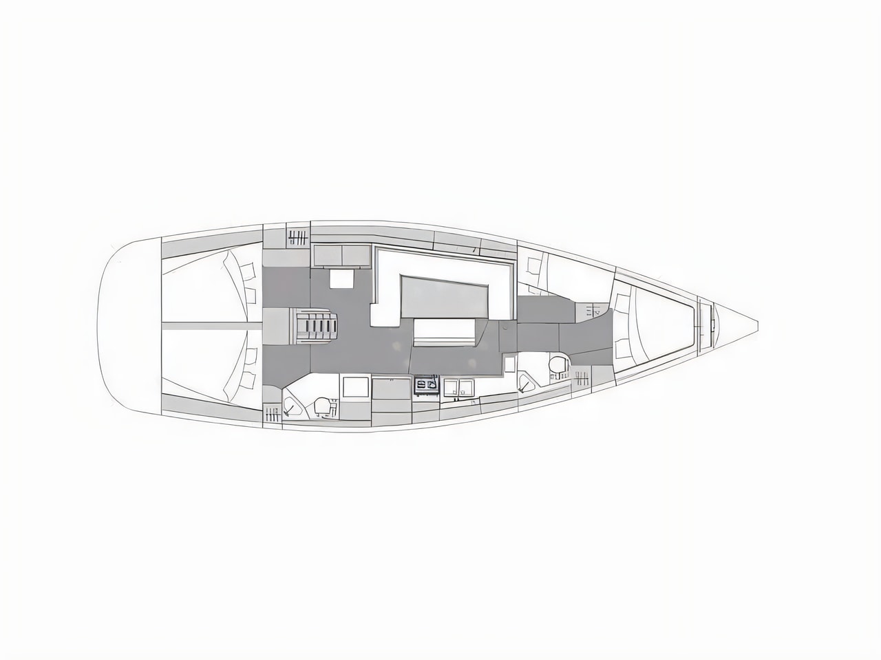 Interior of Elan Impression 45.1 2022 sail boat with 4 cabins Croatia yacht charter