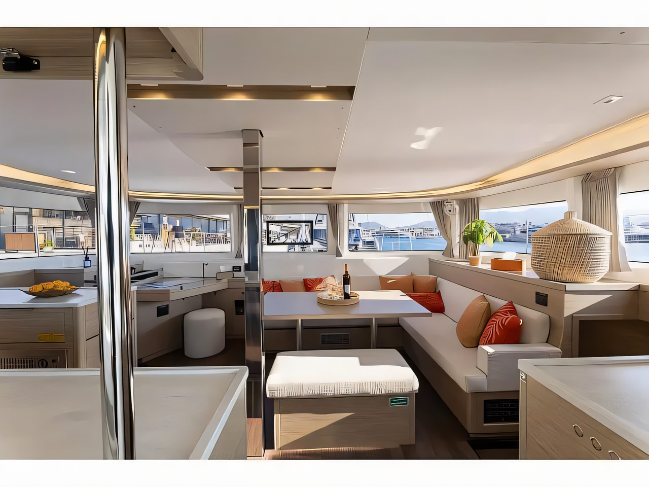 Layout of Lagoon 46 catamaran with 6 cabins Croatia yacht charter