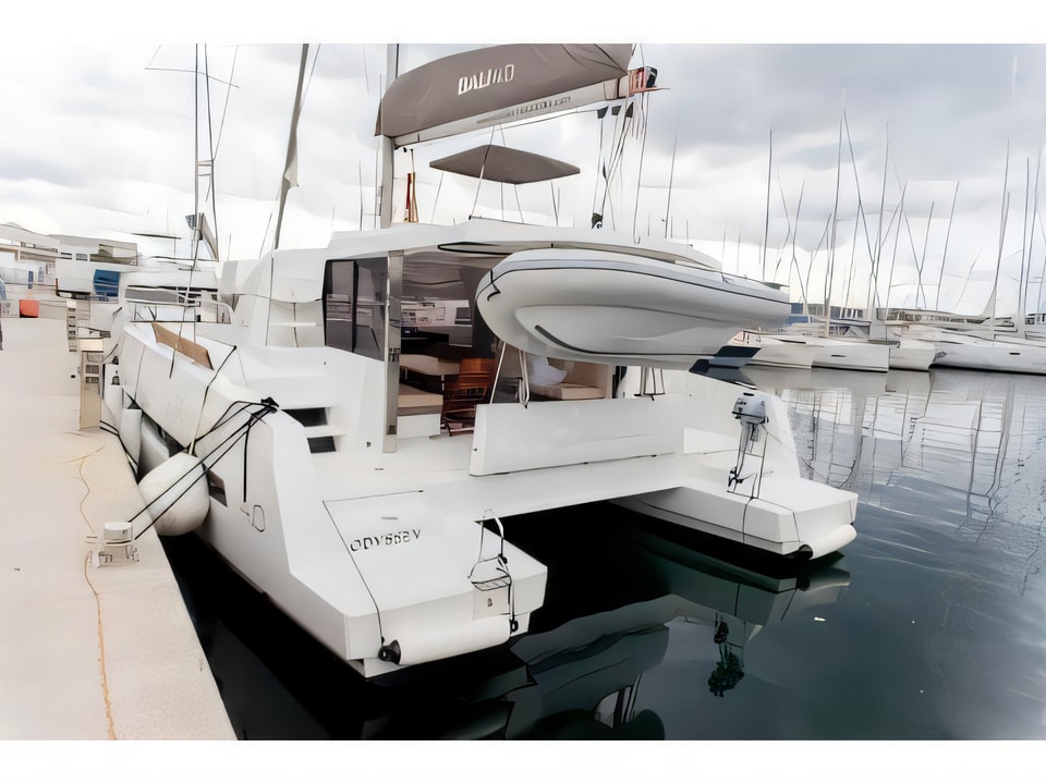 Exterior overview of Bali 4.0 catamaran for charter from Sibenik Marina Mandalina in the Sibenik sailing area Croatia