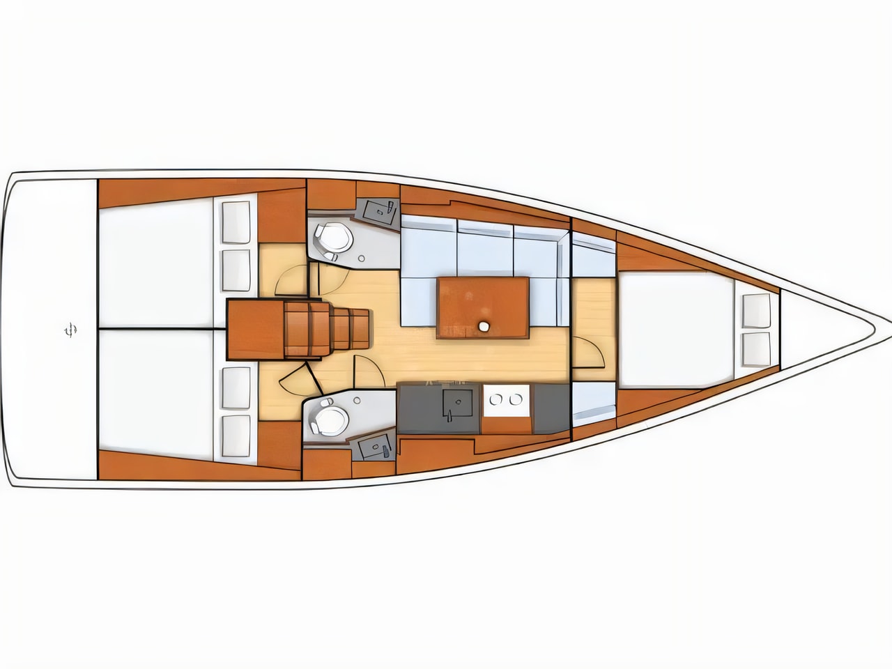 Interior of Oceanis 38.1 sail boat with 3 cabins Croatia yacht charter
