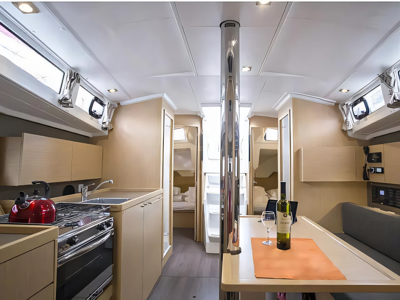 Layout of Oceanis 38.1 sail boat with 3 cabins Croatia yacht charter