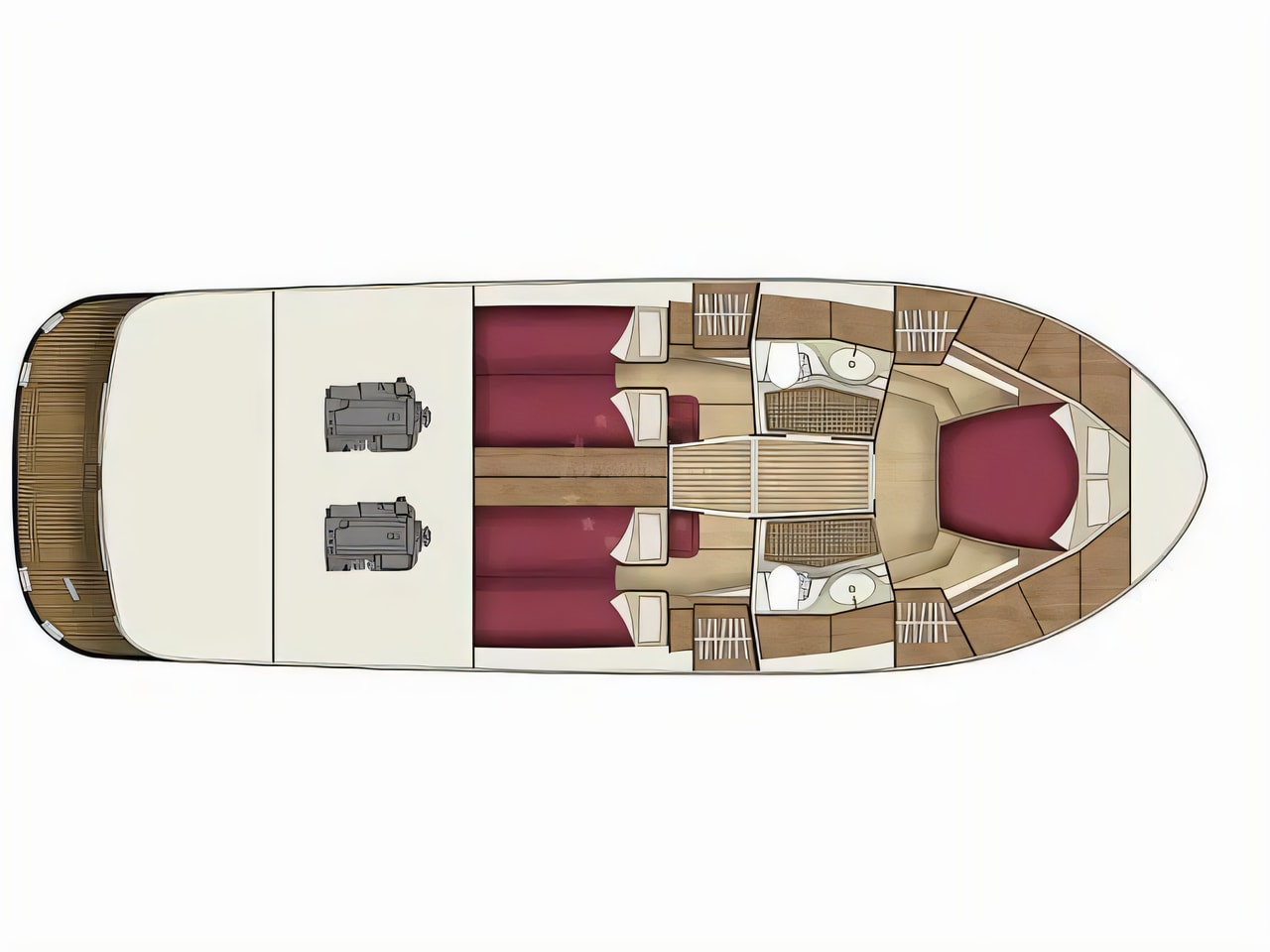 Interior of Adriana 44 motor boat with 3 cabins Croatia yacht charter
