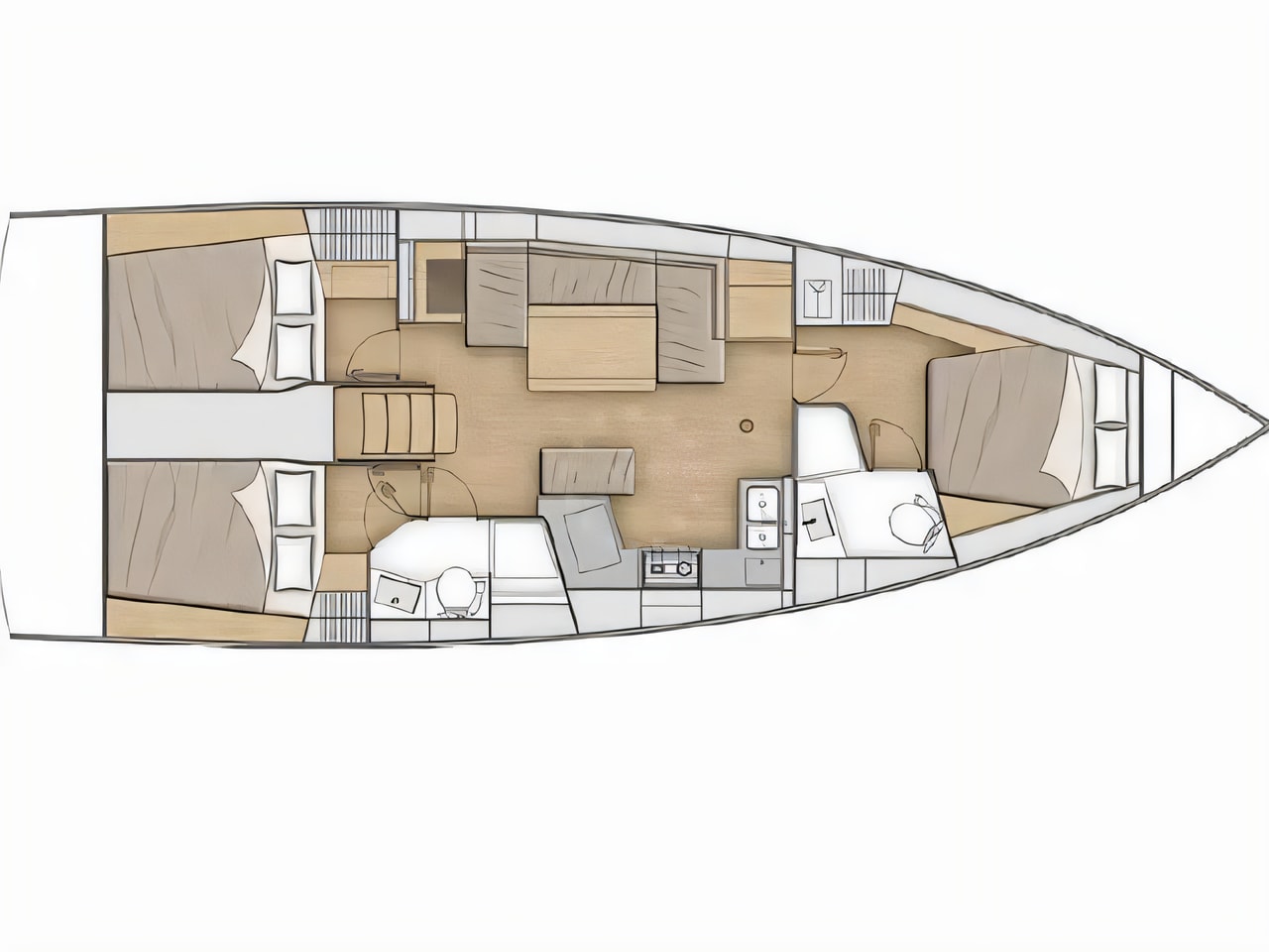 Interior of Oceanis 40.1 sail boat with 3 cabins Croatia yacht charter