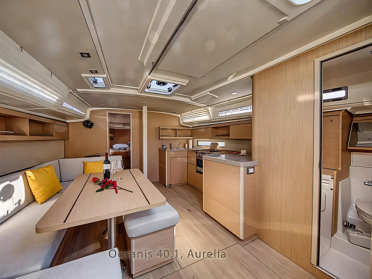 Layout of Oceanis 40.1 sail boat with 3 cabins Croatia yacht charter