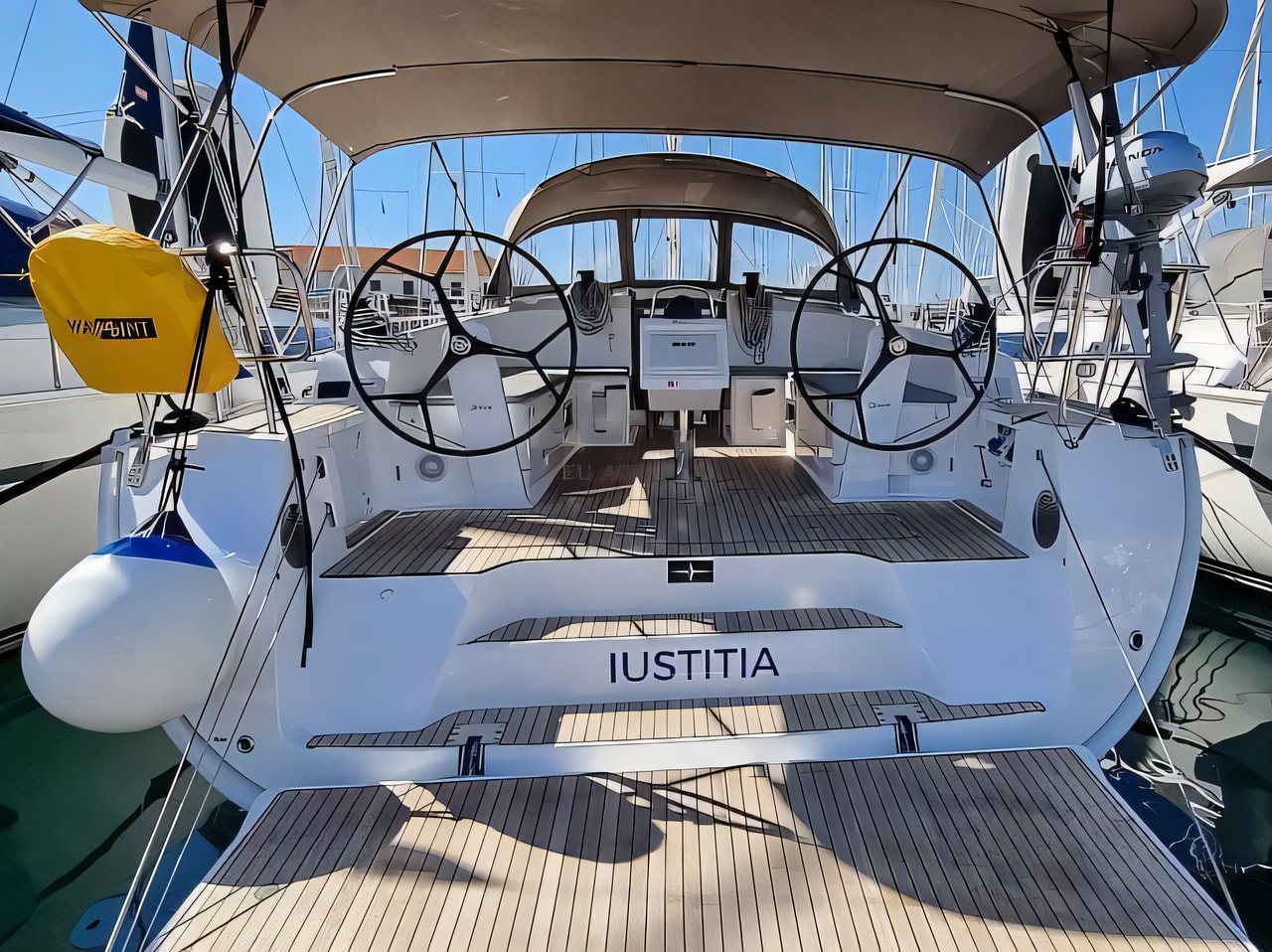 Exterior overview of Bavaria Cruiser 46 sail boat for charter from Trogir ACI Marina in the Split sailing area Croatia