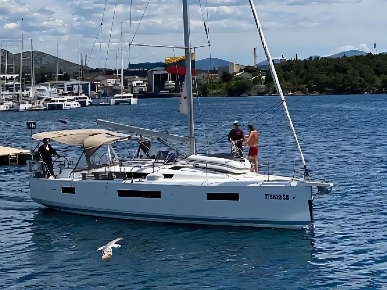 Exterior overview of Sun Odyssey 440 sail boat for charter from Sibenik Marina Mandalina in the Sibenik sailing area Croatia