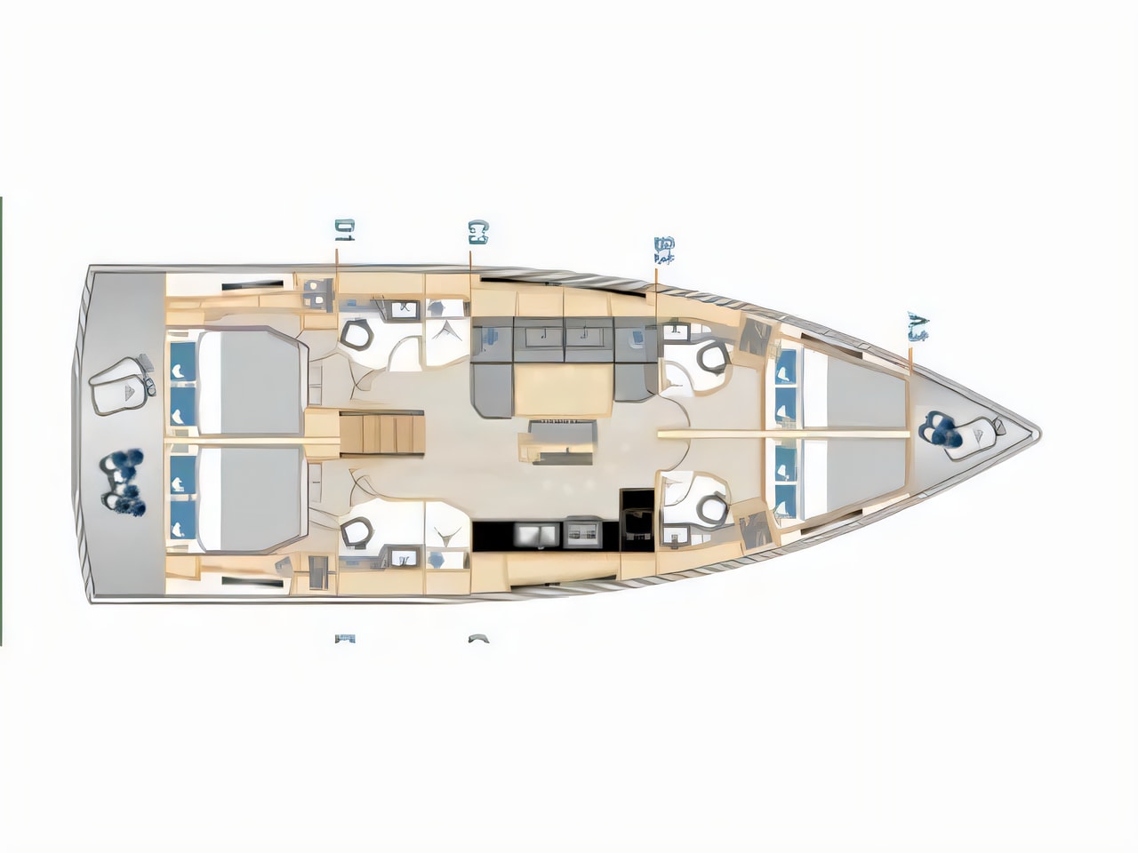 Interior of Hanse 460 sail boat with 4 cabins Croatia yacht charter
