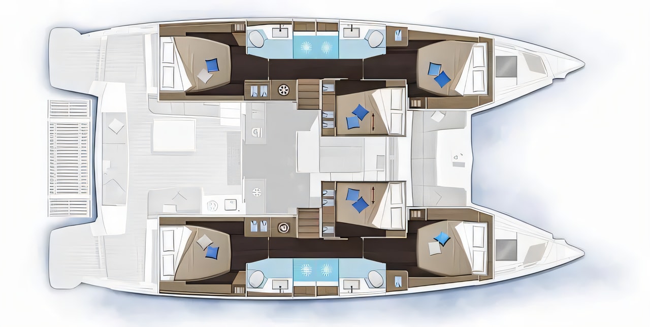 Interior of Lagoon 51 catamaran with 7 cabins Croatia yacht charter
