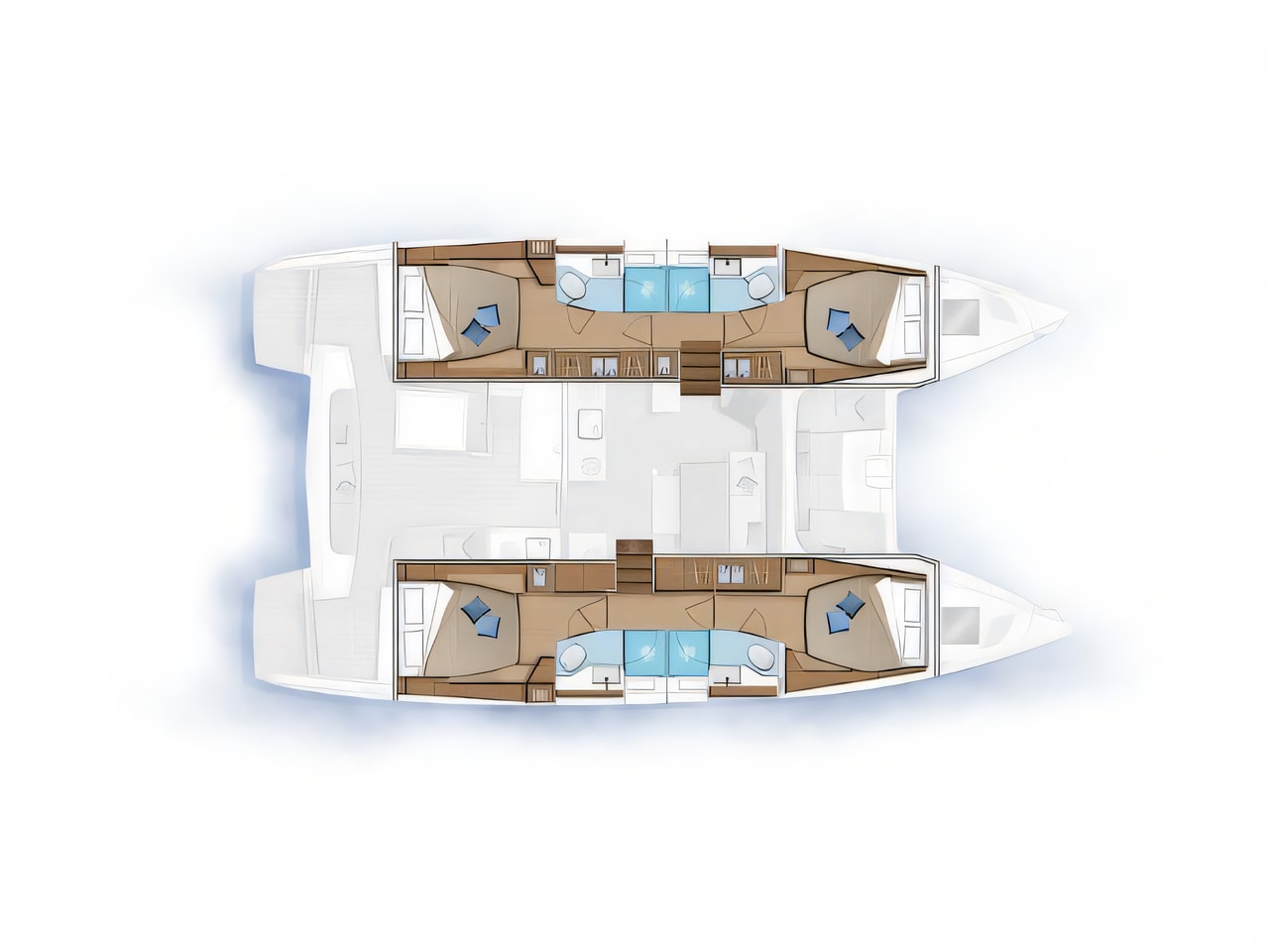 Interior of Lagoon 46 catamaran with 6 cabins Croatia yacht charter