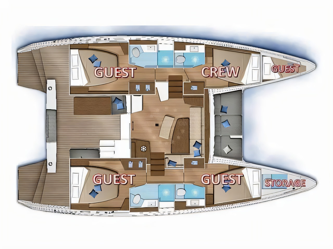Interior of Lagoon 42 catamaran with 3 cabins Croatia yacht charter