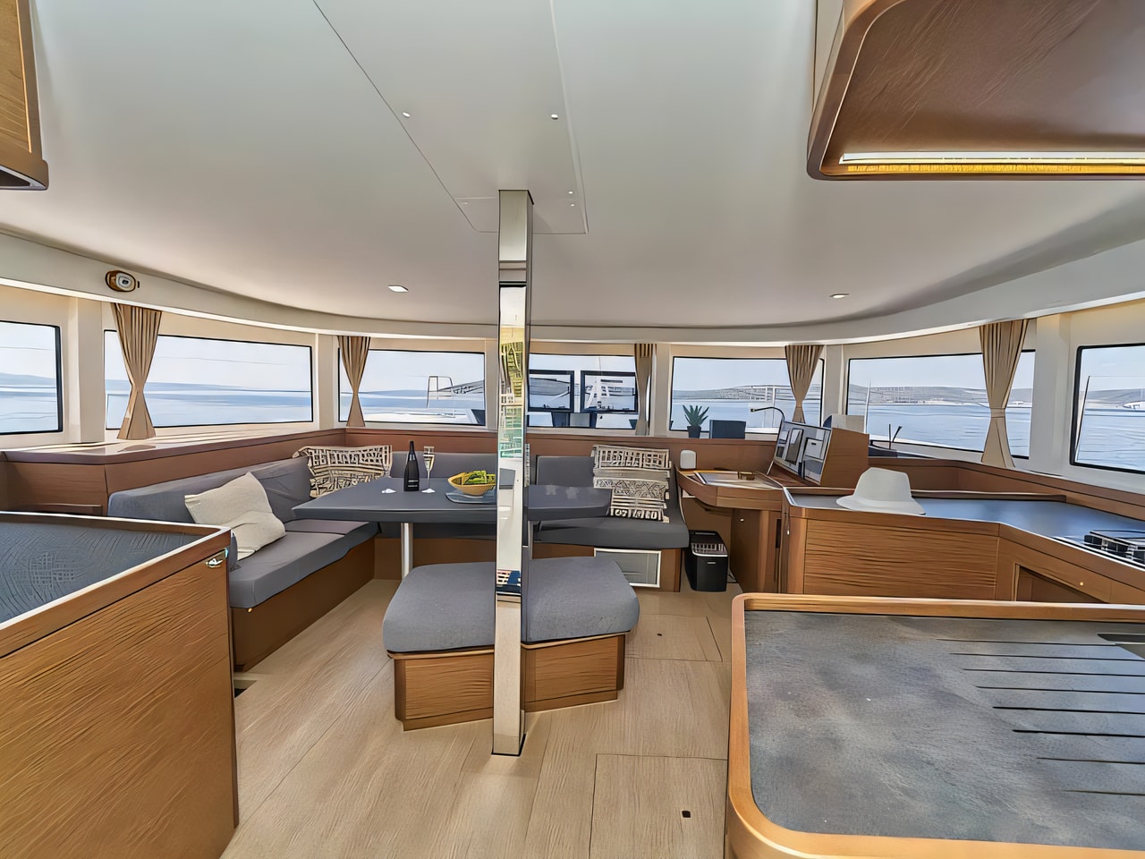Layout of Lagoon 42 catamaran with 3 cabins Croatia yacht charter