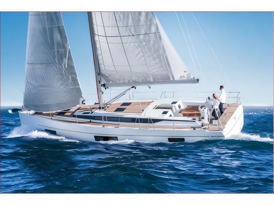 Exterior overview of Bavaria C45 Style sail boat for charter from Biograd Kornati in the Zadar sailing area Croatia