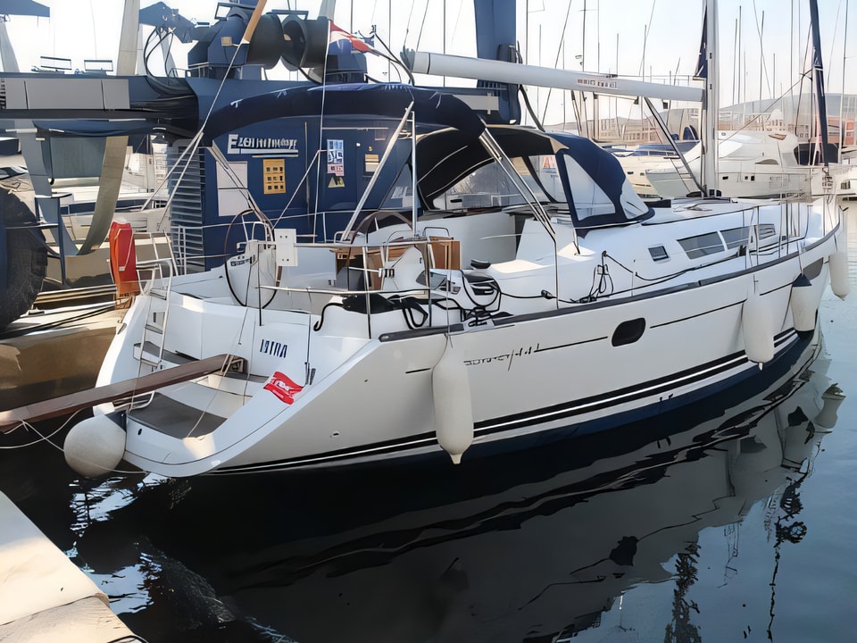 Exterior overview of Sun Odyssey 44i sail boat for charter from Vodice ACI Marina in the Sibenik sailing area Croatia
