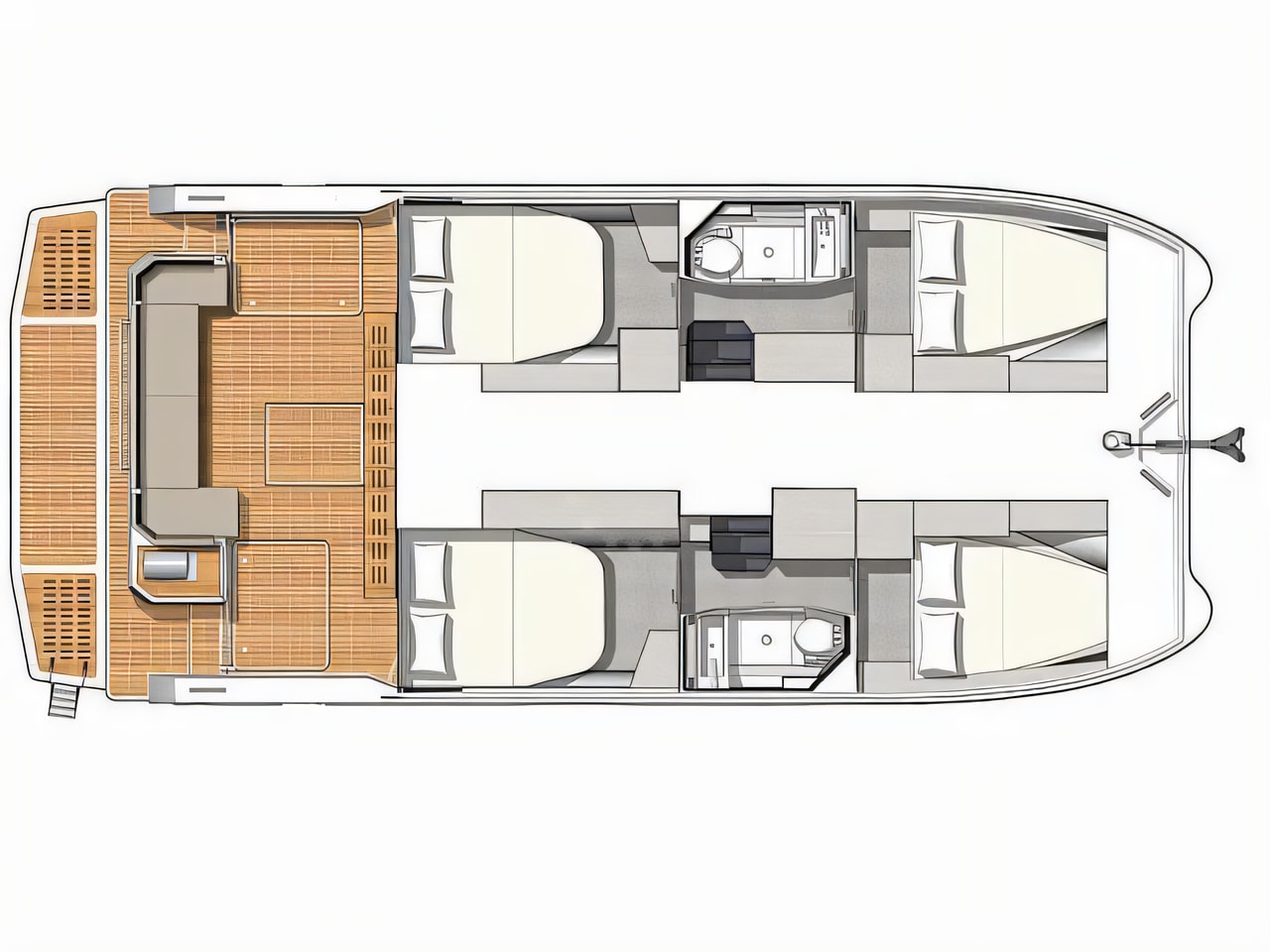Interior of Fountaine Pajot MY4.S power catamaran with 4 cabins Croatia yacht charter