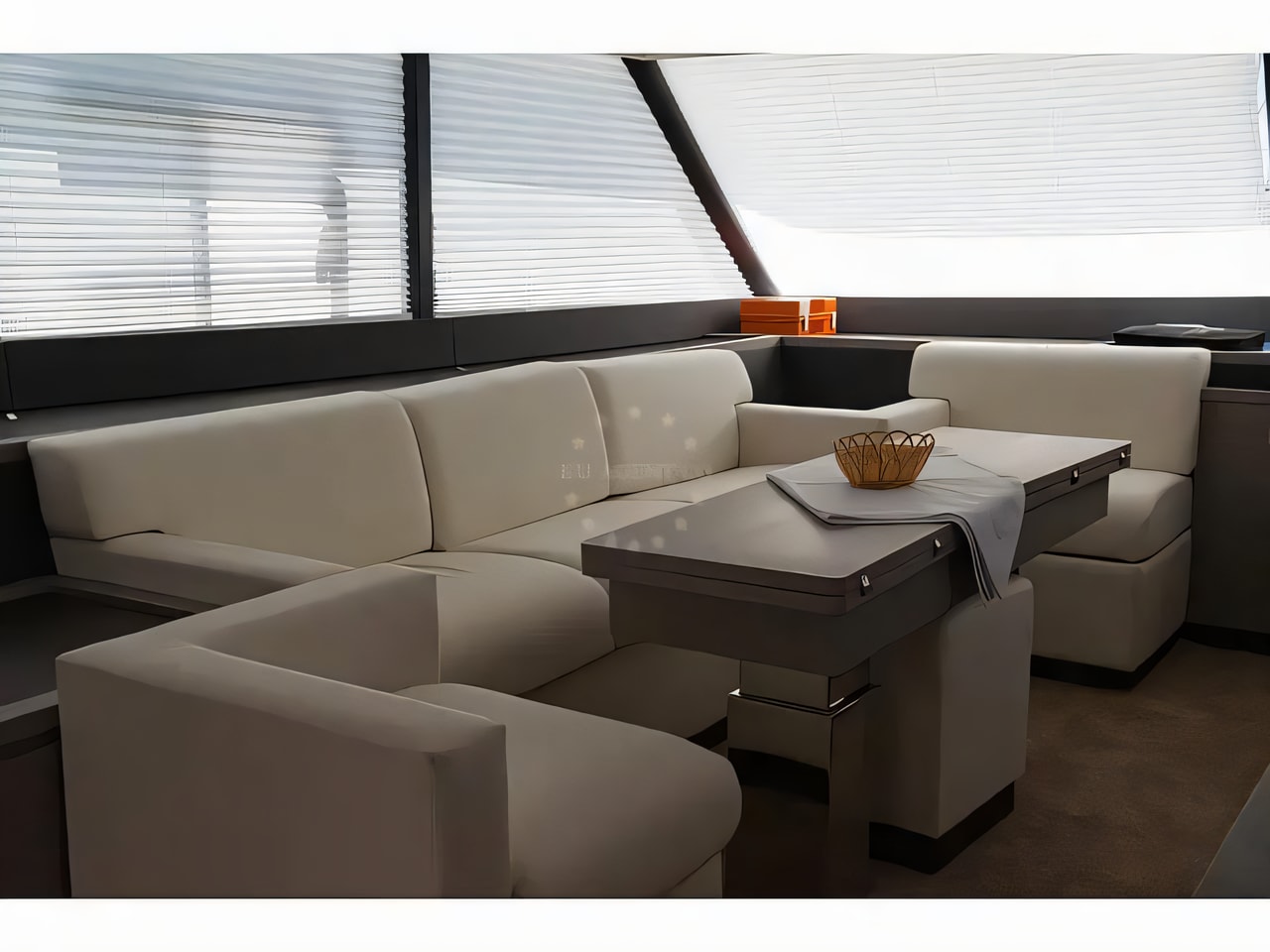 Layout of MY5 power catamaran with 3 cabins Croatia yacht charter