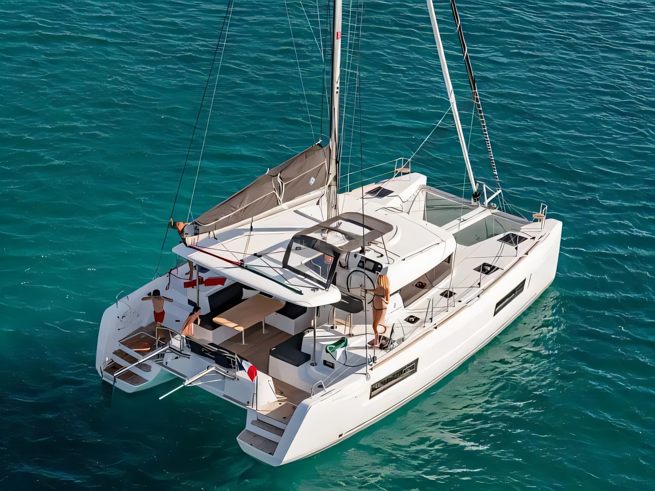 Exterior overview of Lagoon 40 catamaran for charter from Solta Rogac in the Split sailing area Croatia