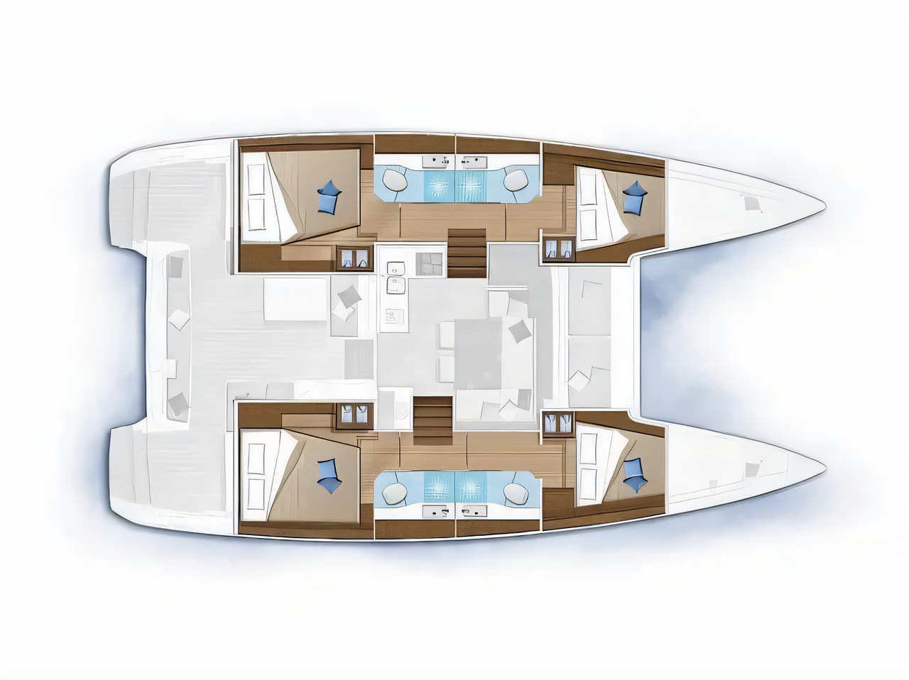 Interior of Lagoon 40 catamaran with 5 cabins Croatia yacht charter