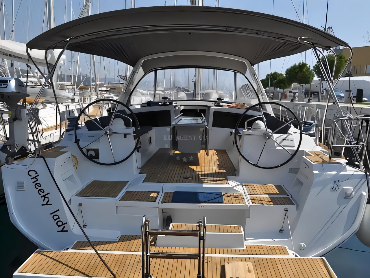 Exterior overview of Oceanis 48 sail boat for charter from Rogoznica Marina Frapa in the Sibenik sailing area Croatia