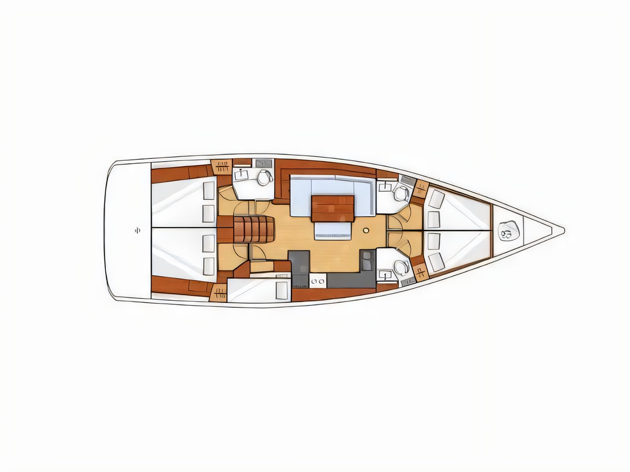 Interior of Oceanis 48 sail boat with 5 cabins Croatia yacht charter
