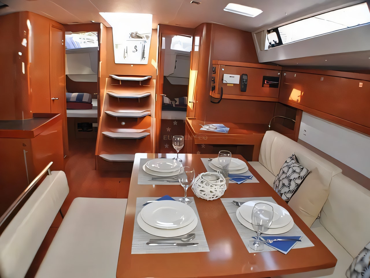 Layout of Oceanis 48 sail boat with 5 cabins Croatia yacht charter
