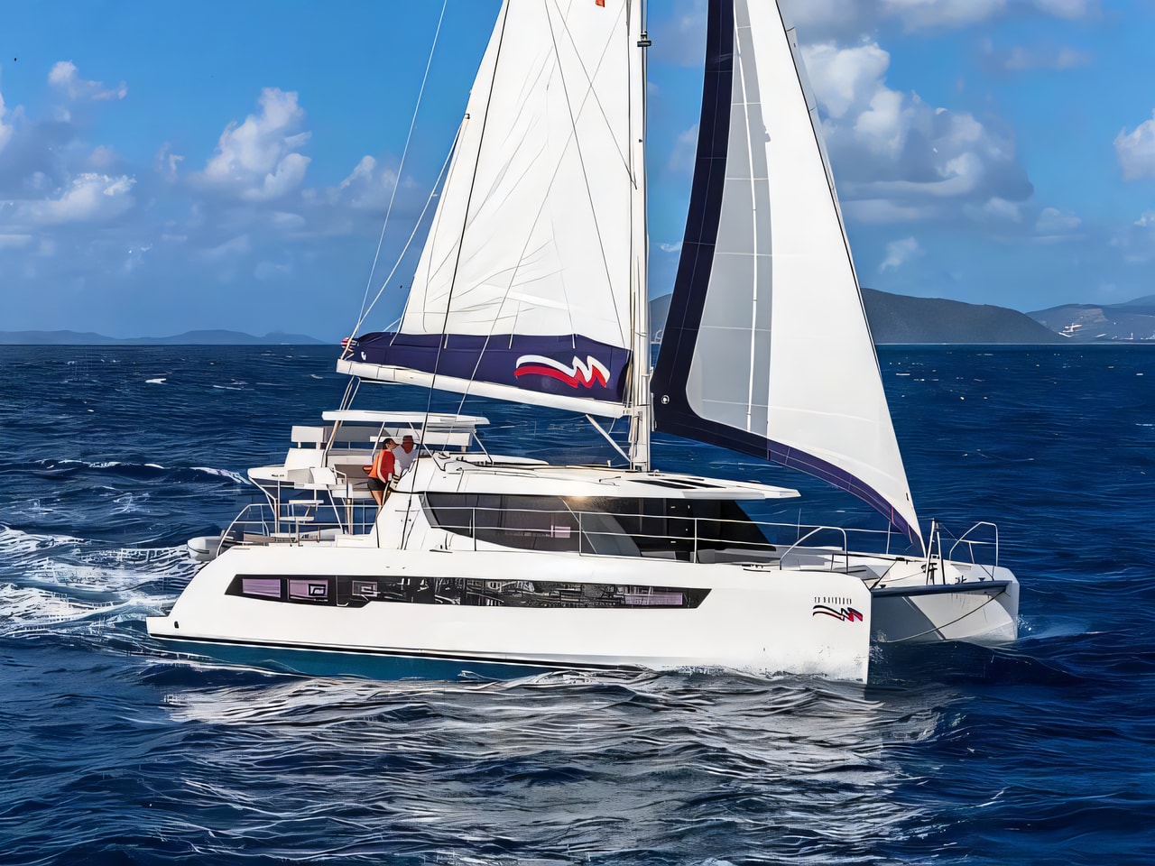 Exterior overview of Moorings 4500L catamaran for charter from Agana Marina in the Split sailing area Croatia