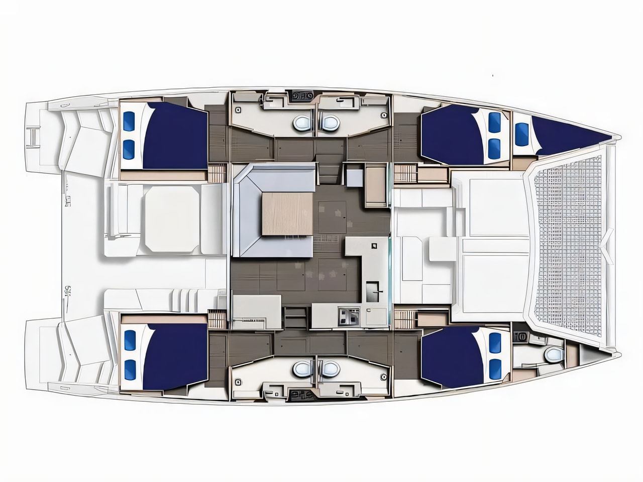 Interior of Moorings 4500L catamaran with 5 cabins Croatia yacht charter