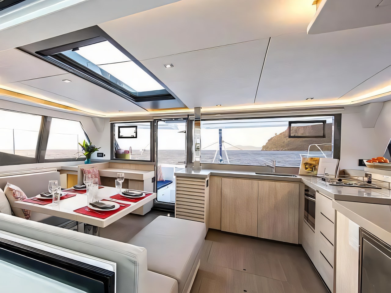 Layout of Moorings 4500L catamaran with 5 cabins Croatia yacht charter