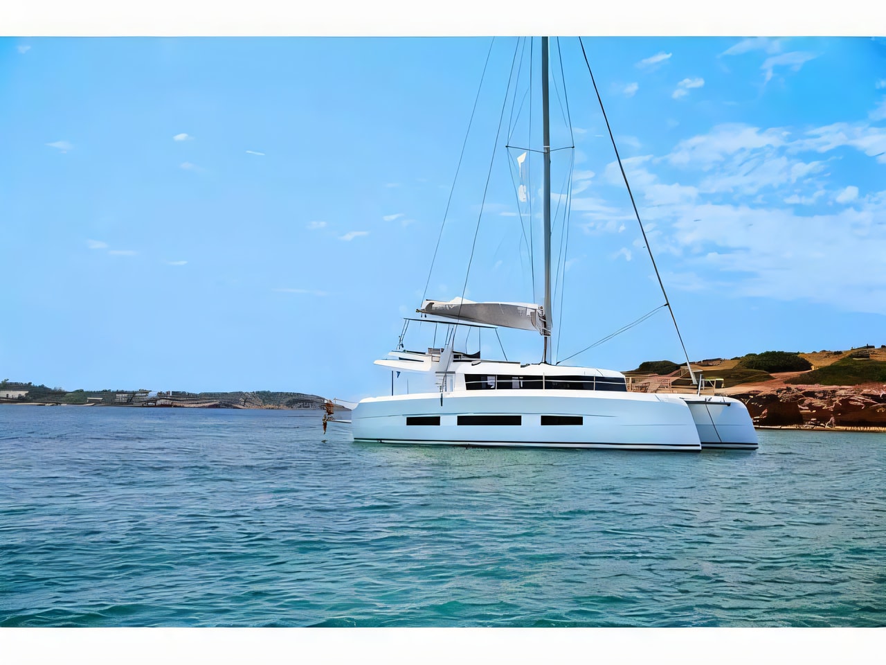 Exterior overview of Dufour Catamaran 48 catamaran for charter from Pirovac in the Sibenik sailing area Croatia