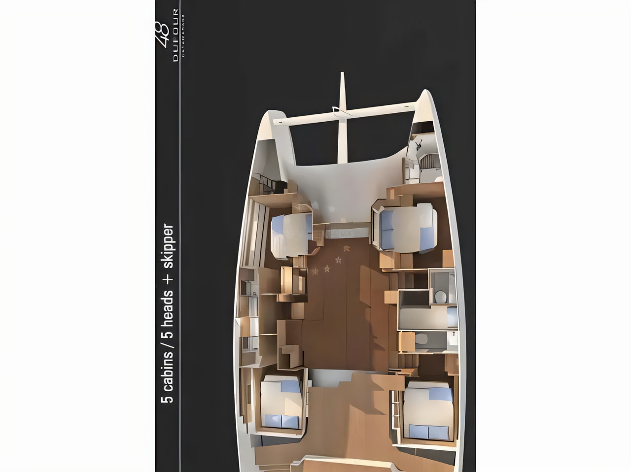 Interior of Dufour Catamaran 48 catamaran with 6 cabins Croatia yacht charter