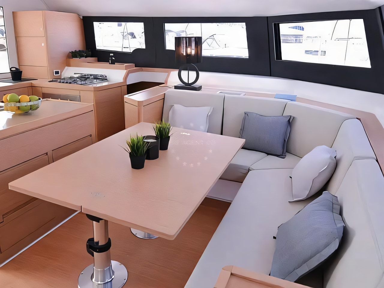 Layout of Dufour Catamaran 48 catamaran with 6 cabins Croatia yacht charter