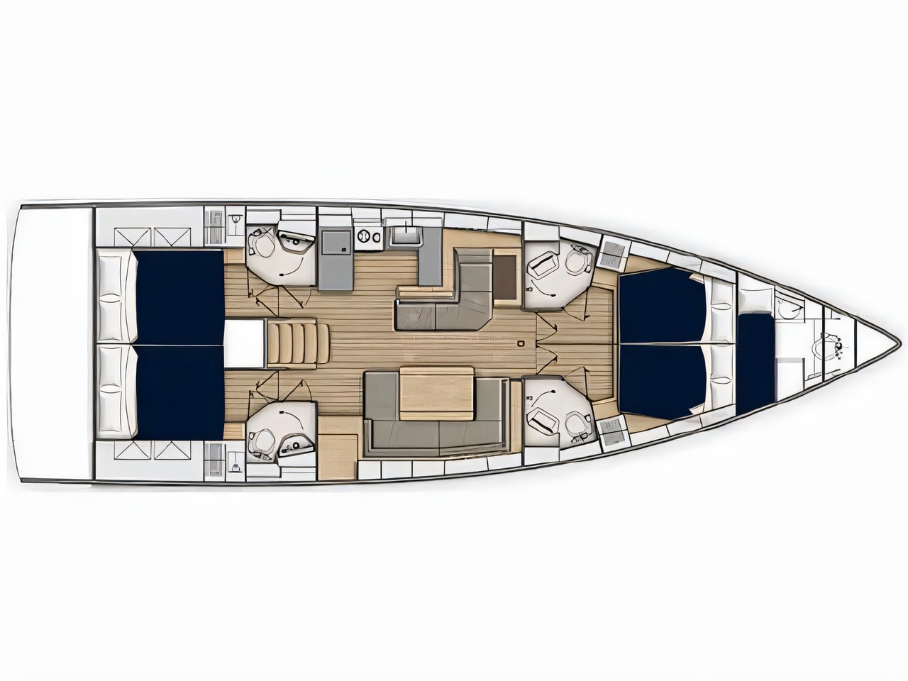 Interior of Sunsail 52.4 sail boat with 4 cabins Croatia yacht charter