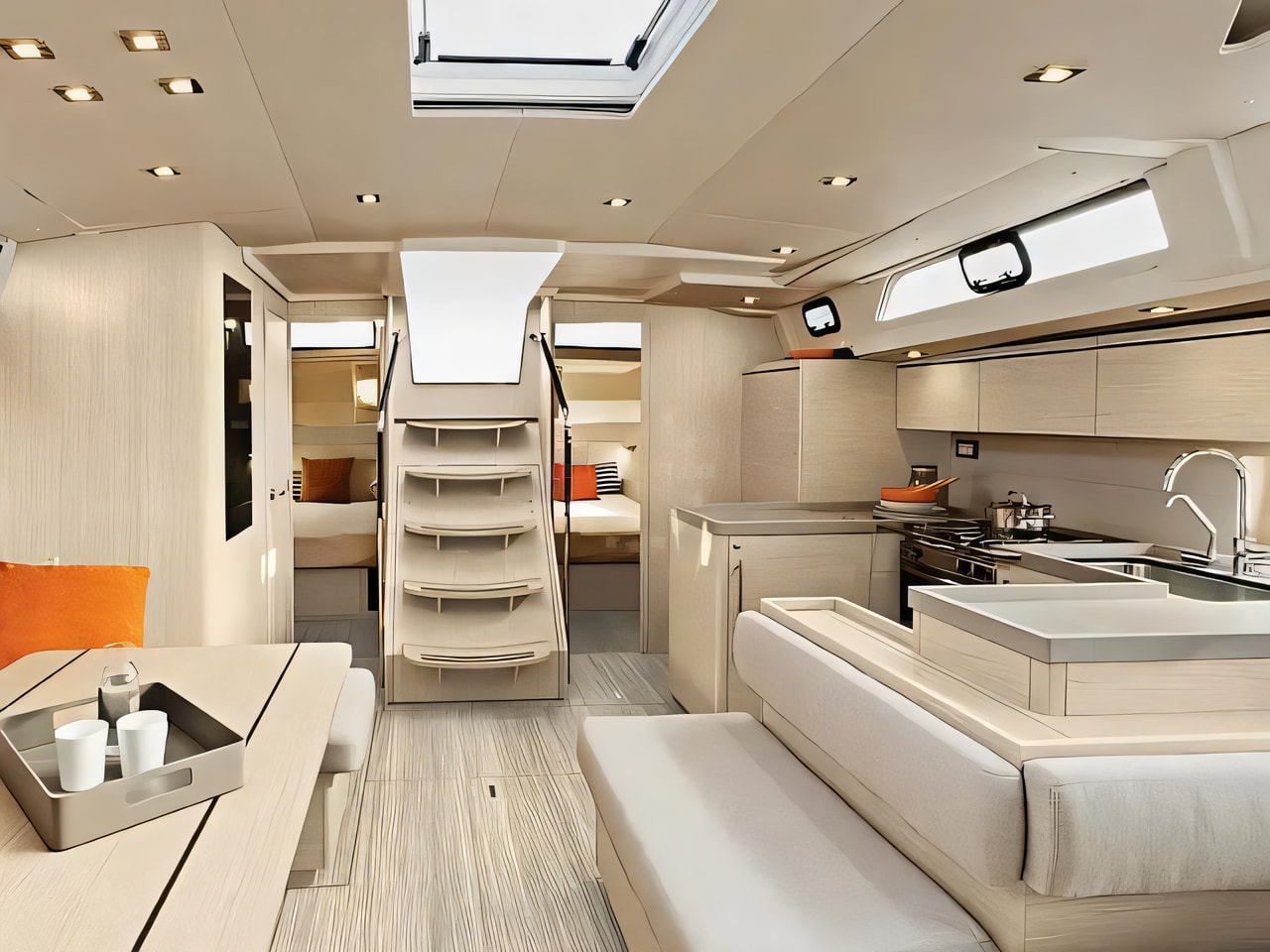 Layout of Sunsail 52.4 sail boat with 4 cabins Croatia yacht charter