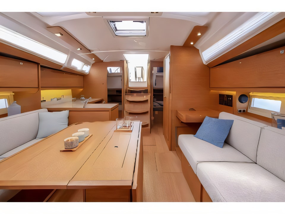 Interior of Dufour 390 Grand Large sail boat with 3 cabins Croatia yacht charter
