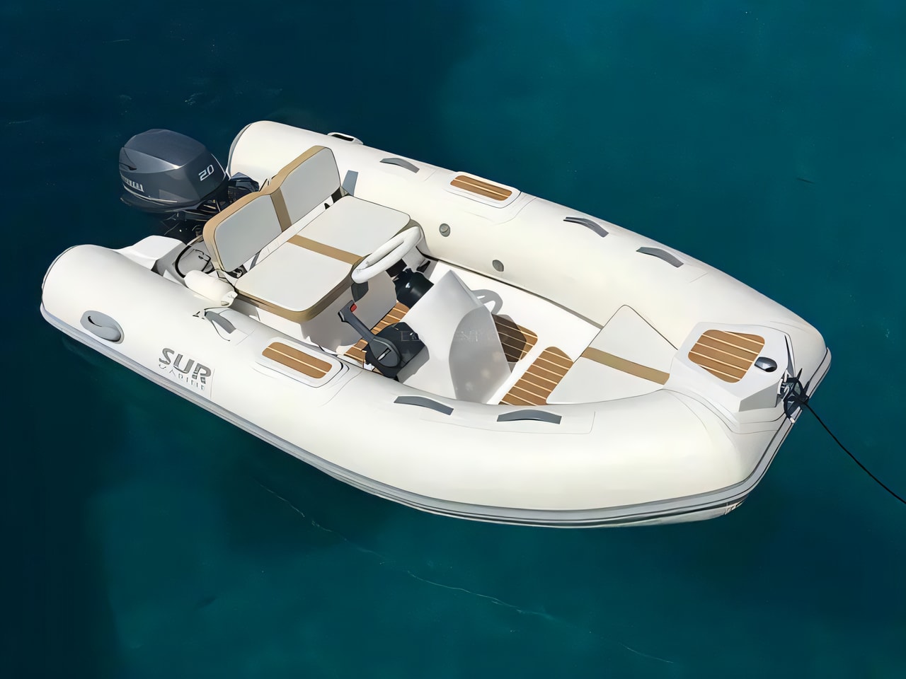 Exterior overview of SUR ST 290 rubber boat for charter from Seget Donji Marina Baotic in the Split sailing area Croatia