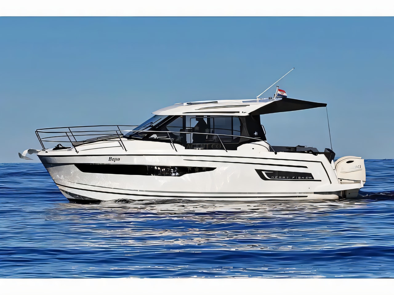 Exterior overview of Merry Fisher 895 motor boat for charter from Zadar Marina Borik in the Zadar sailing area Croatia