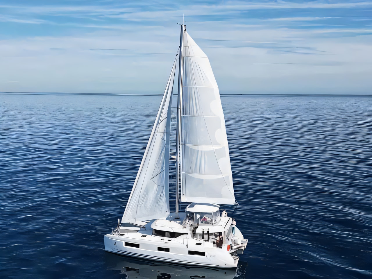 Exterior overview of Lagoon 46 catamaran for charter from Rogoznica Marina Frapa in the Kornati sailing area Croatia