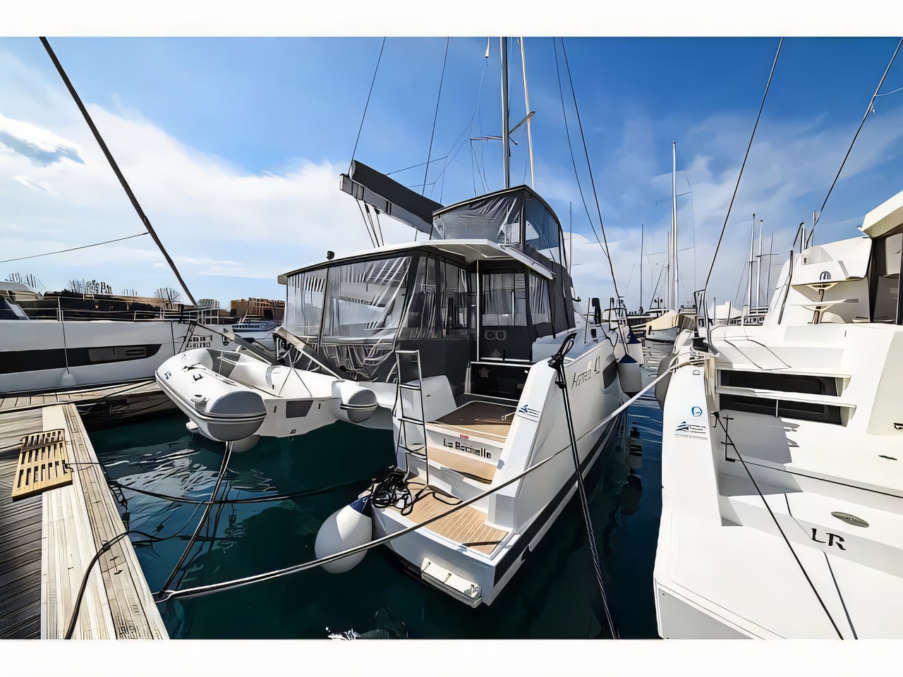 Exterior overview of Astrea 42 catamaran for charter from Zadar Marina Zadar in the Zadar sailing area Croatia
