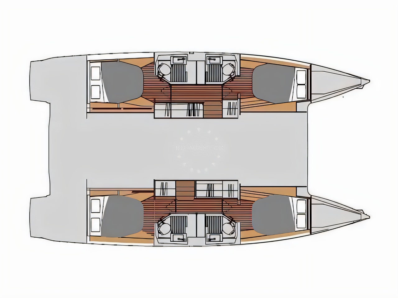 Interior of Astrea 42 catamaran with 6 cabins Croatia yacht charter