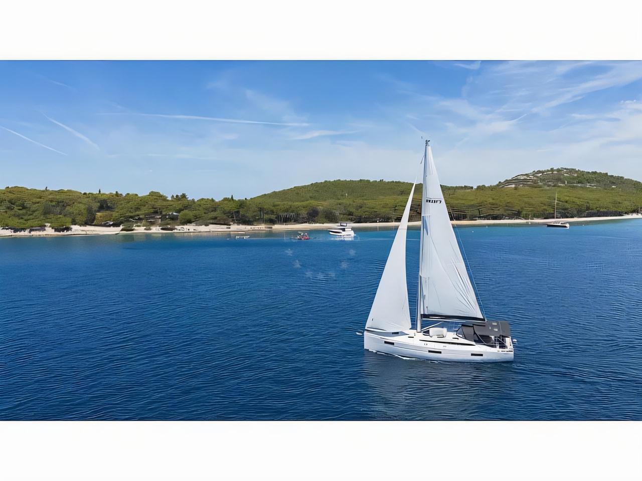 Exterior overview of Elan Impression 45 sail boat for charter from Split ACI Marina in the Split sailing area Croatia